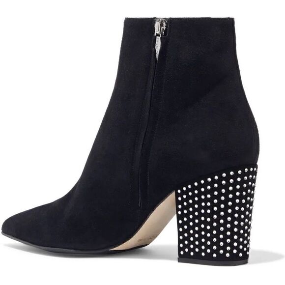 Sergio Rossi 75 Crystal Embellished Black Suede Ankle Boot. Size 38/8. - Picture 1 of 10